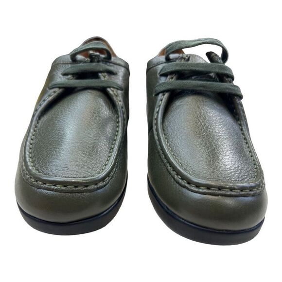 Mileno Womens Leather Lace Up Round Toe Loafer Comfort Shoes Olive Green Size 38 - Picture 2 of 9